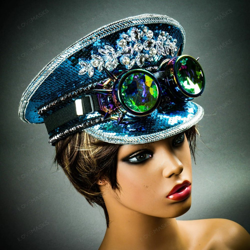 Steampunk Burning Man Captain Hat w/ Kaleidoscope  Halloween Party HeadGear Hat - Picture 7 of 7